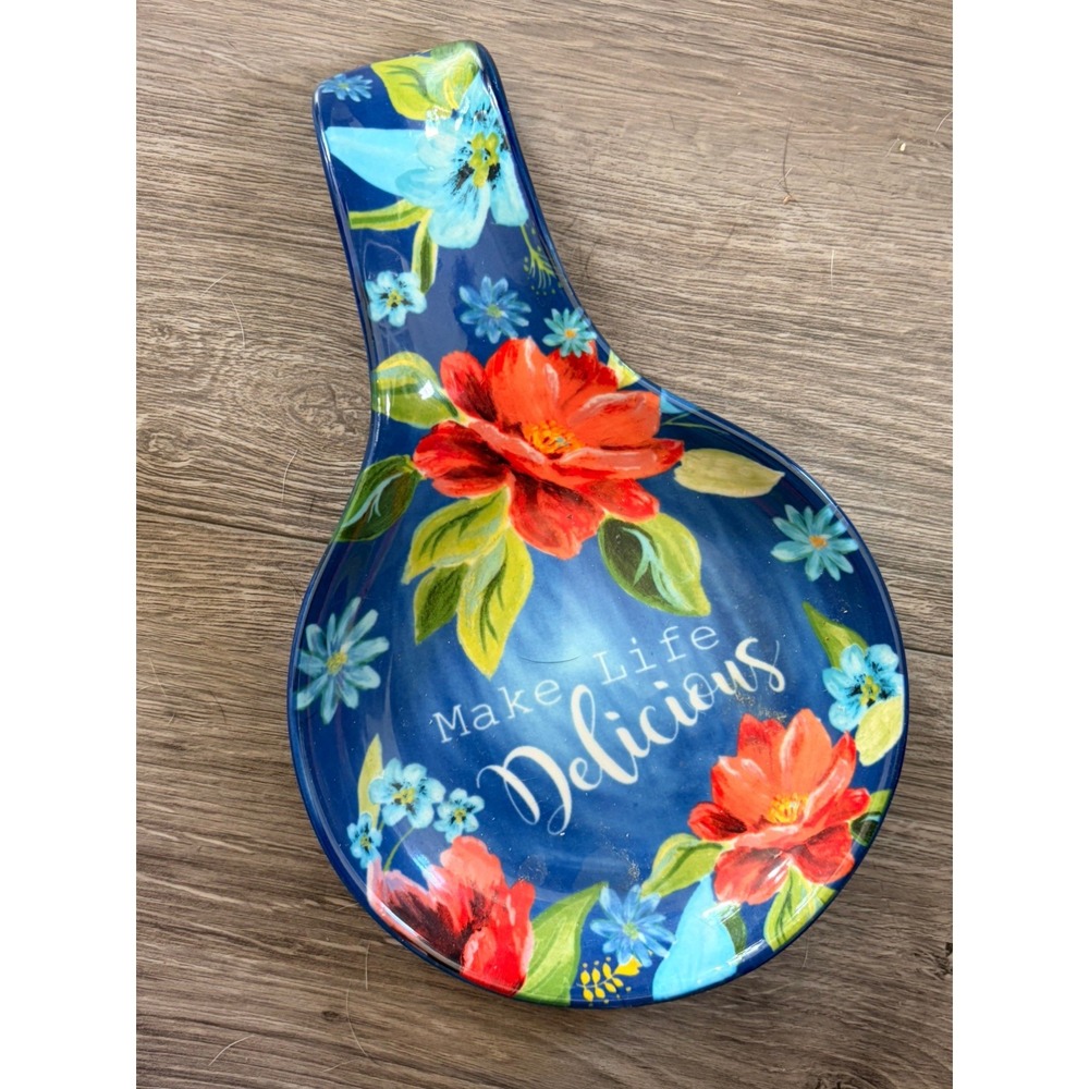 The Pioneer Woman Spring Bouquet Spoon Rest Blue Floral Make Life Delicious Chef